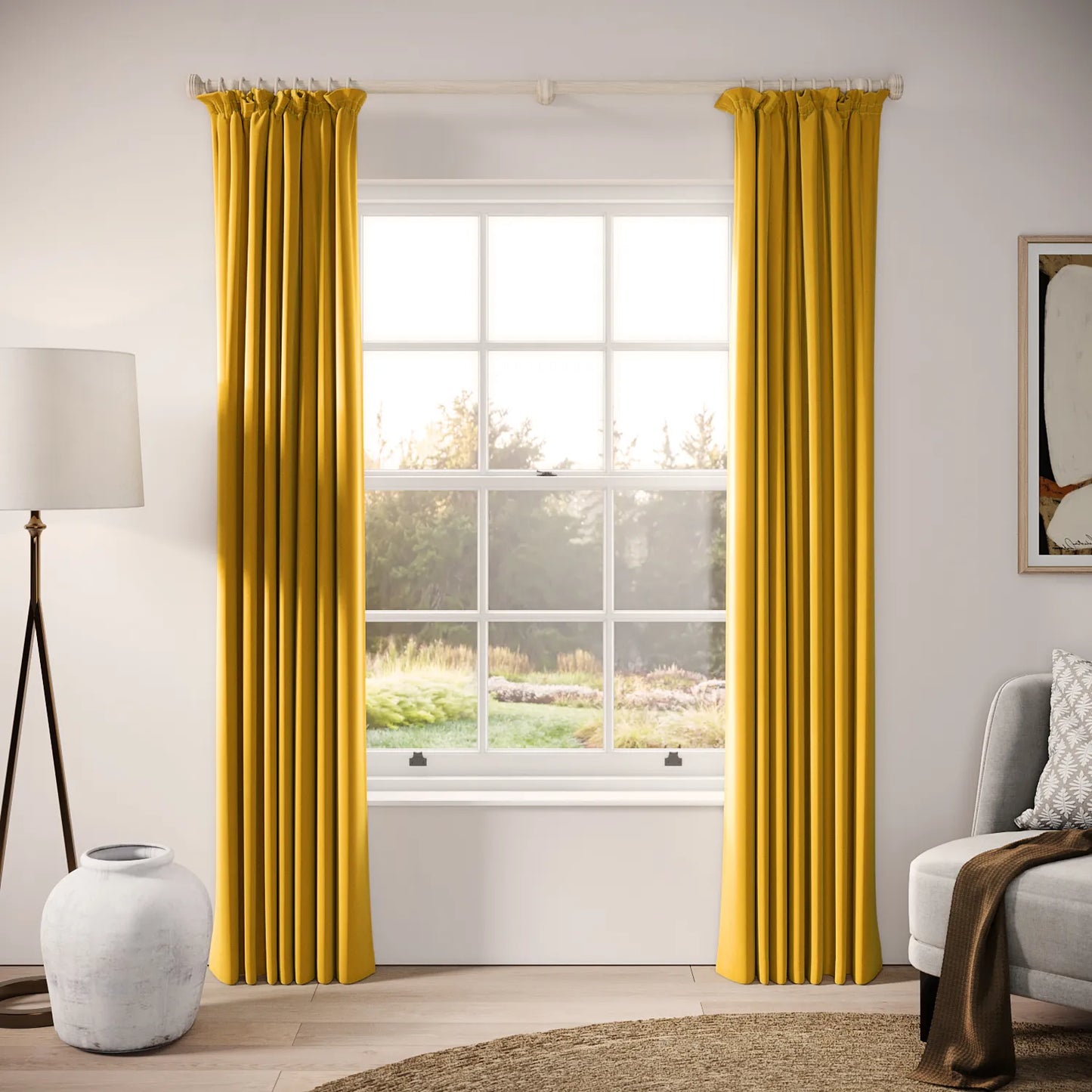 Cwtch Curtains - Soft Velvet - Mustardseed