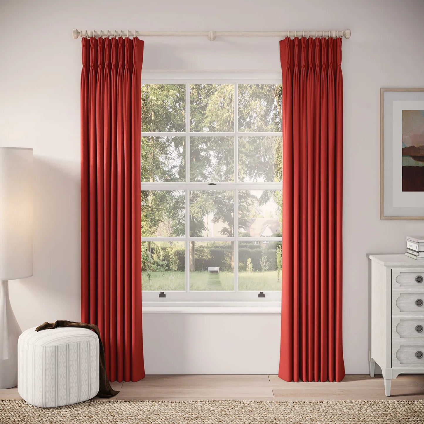 Double Dutch Curtains - Linen Blend - Cardinal