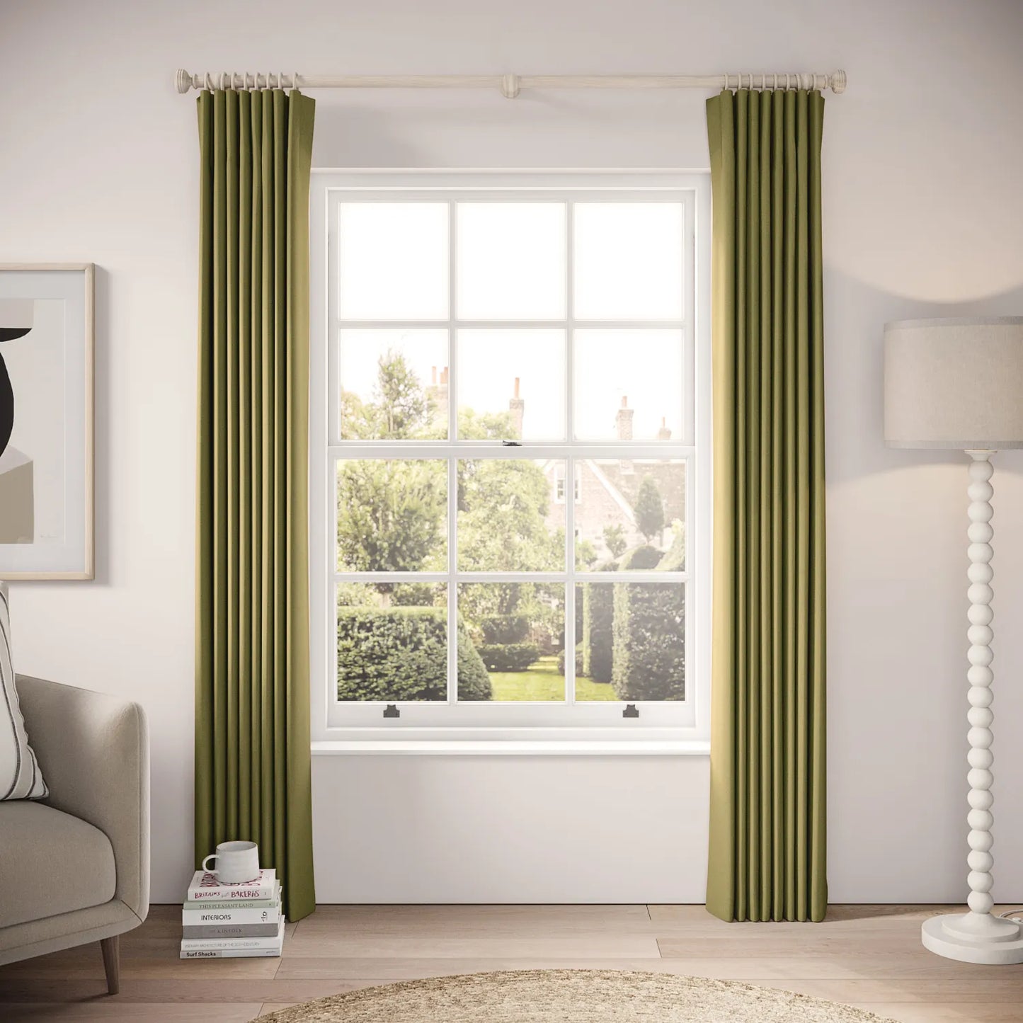 Matchbox Curtains - Brushed Cotton - Cricket