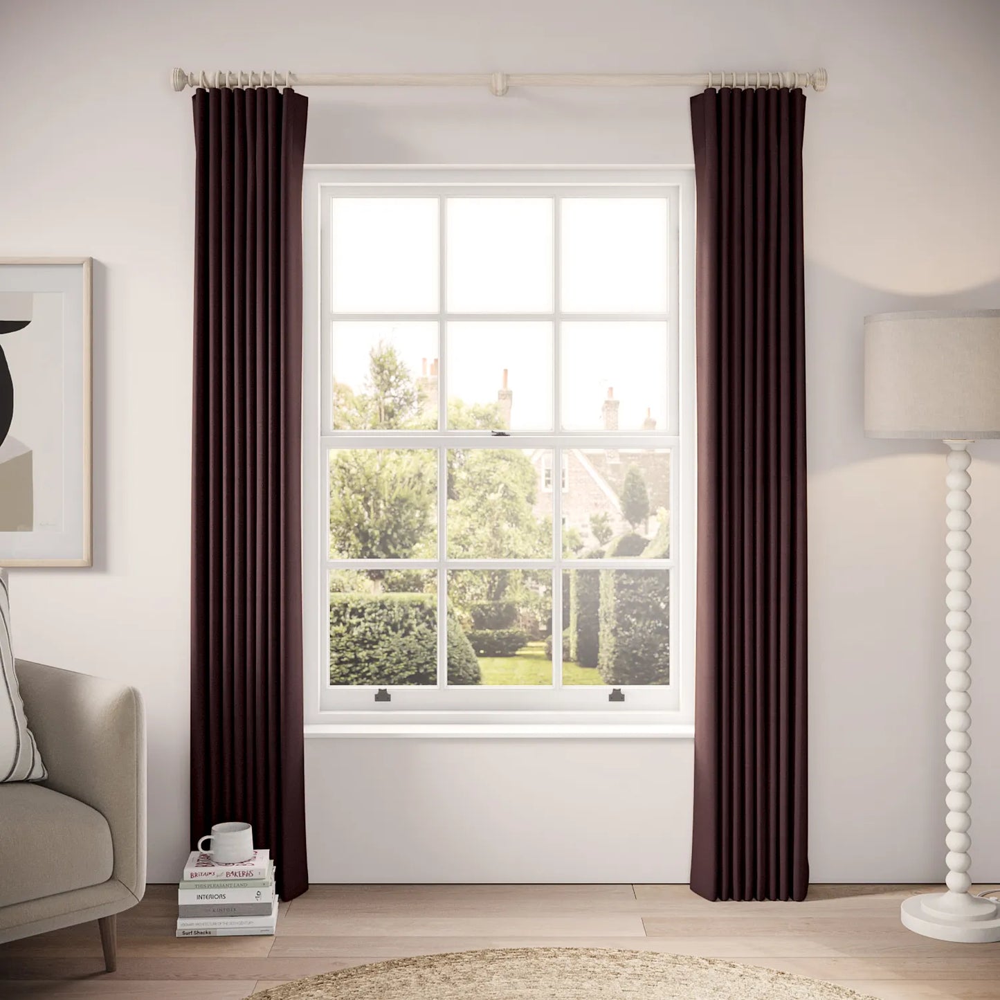 Matchbox Curtains - Pure Linen - Plumble