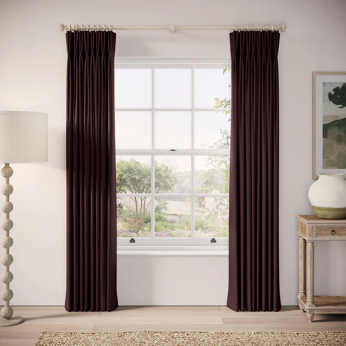 Merlin's Beard Curtains - Pure Linen - Plumble