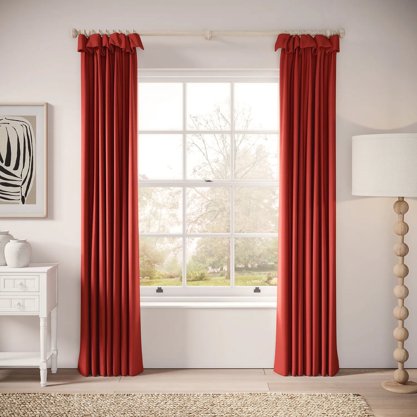 Mrs Twitchit Curtains - Linen Blend - Cardinal