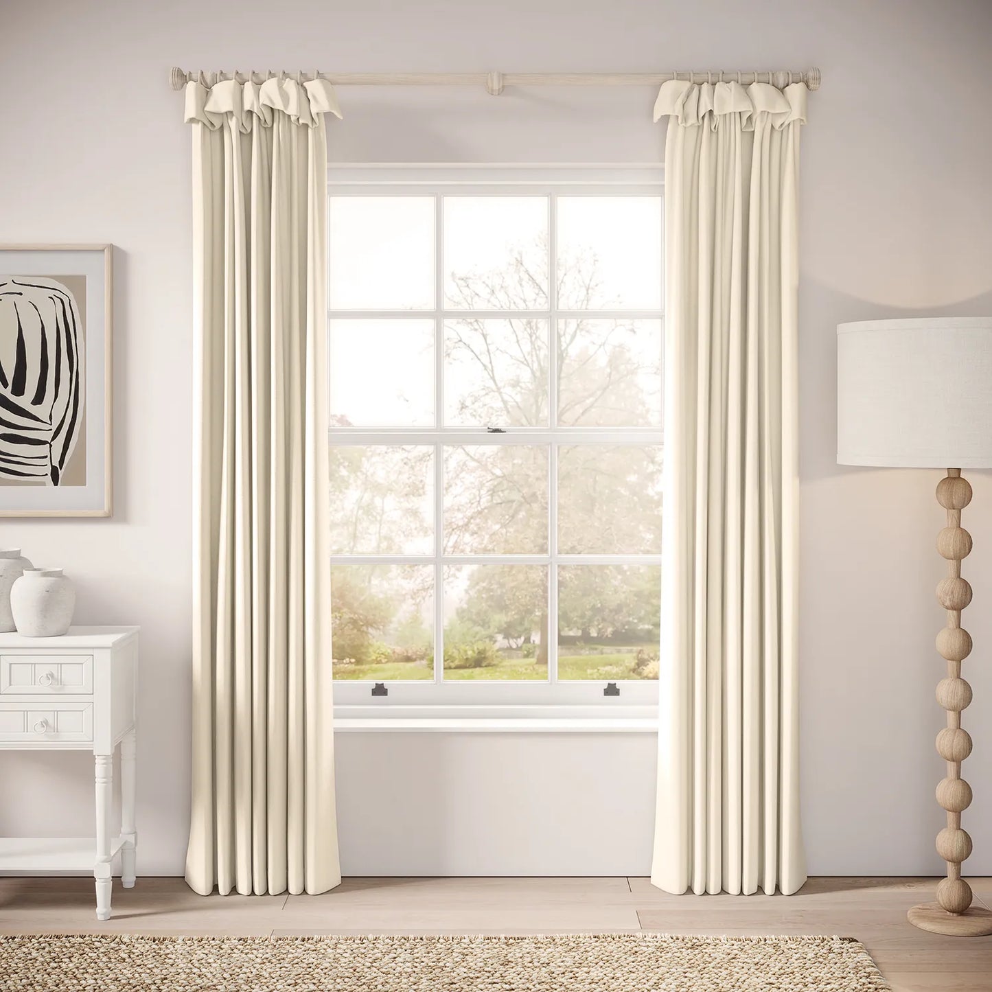 Mrs Twitchit Curtains - Linen Blend - Half Shell