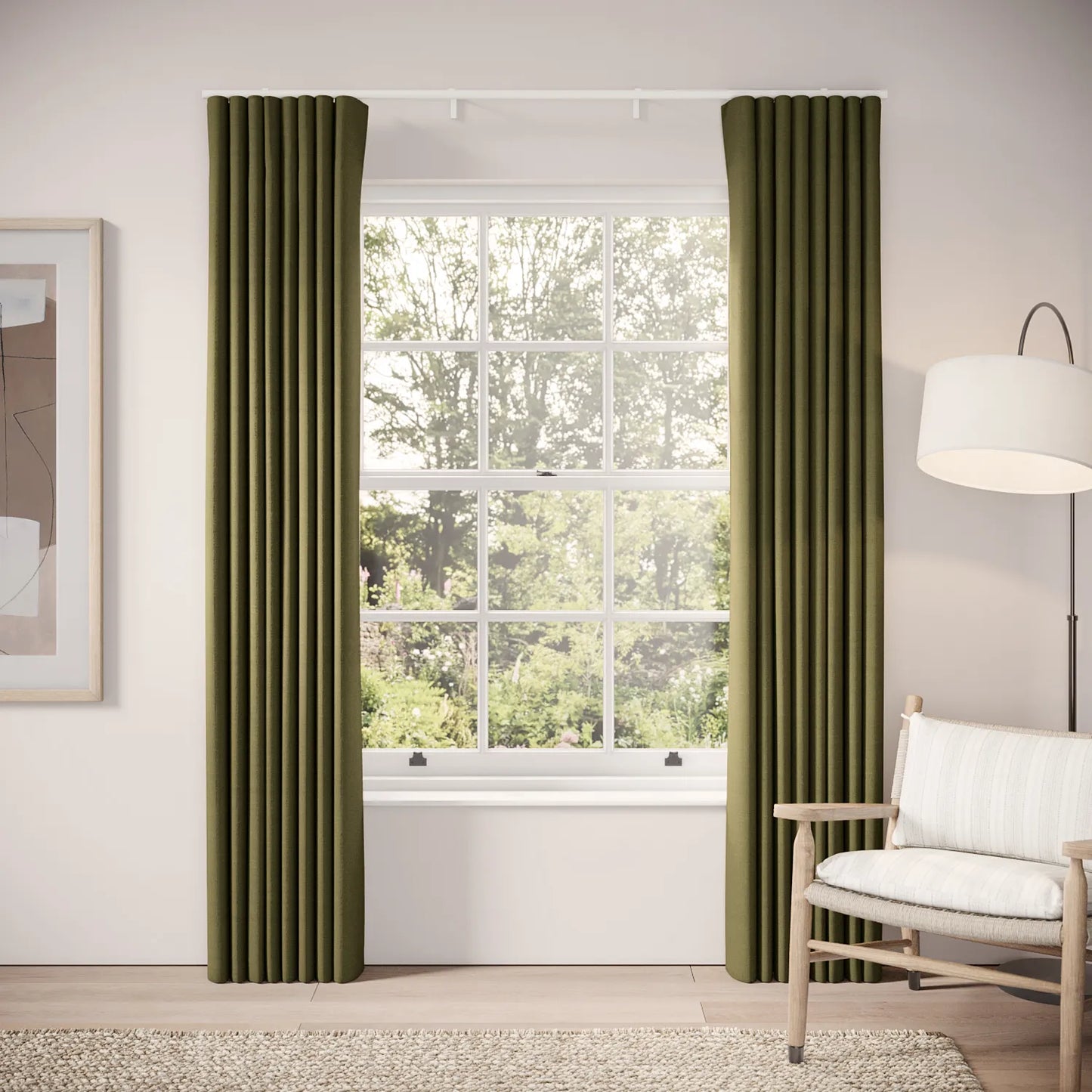 Porthcawl Curtains - Pure Linen - Mossify