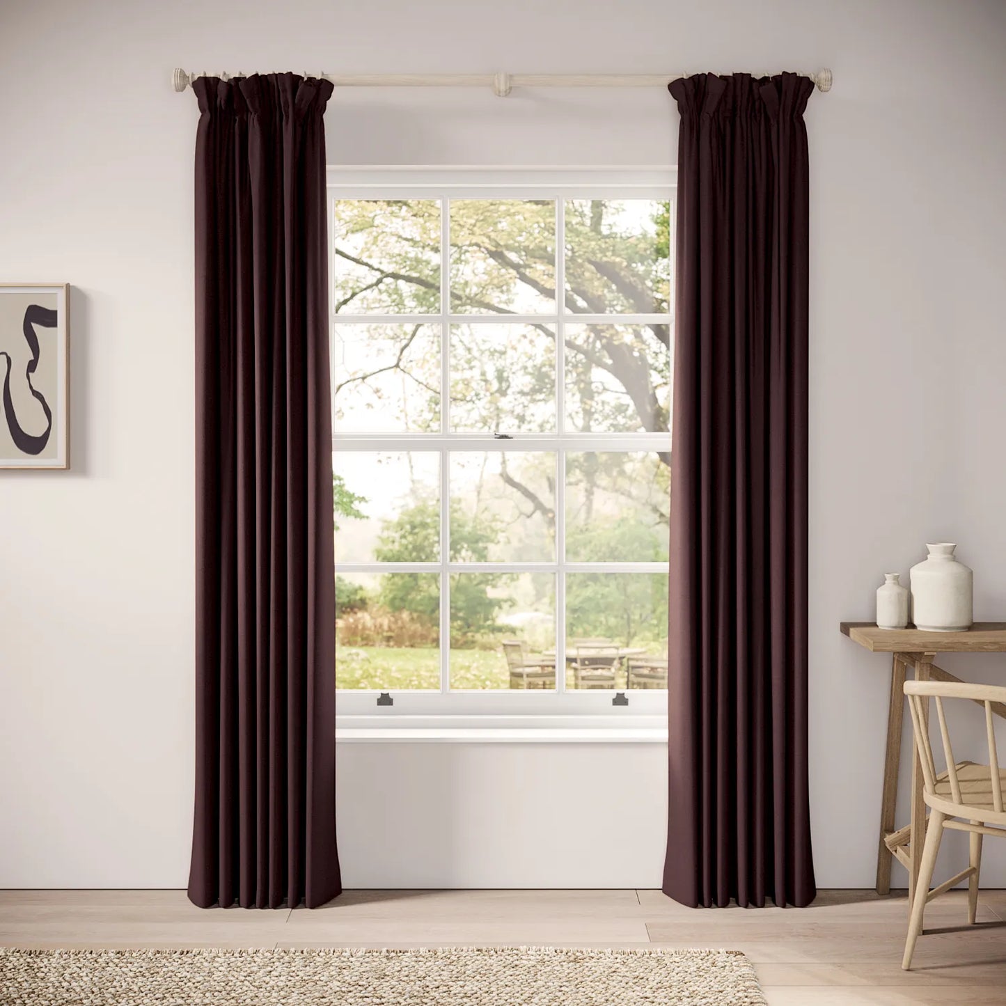 Veg Patch Curtains - Pure Linen - Plumble