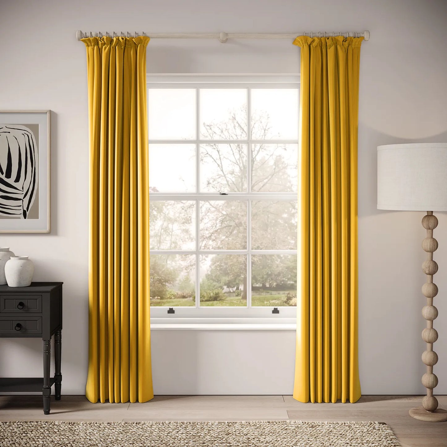 Cwtch Curtains - Soft Velvet - Mustardseed