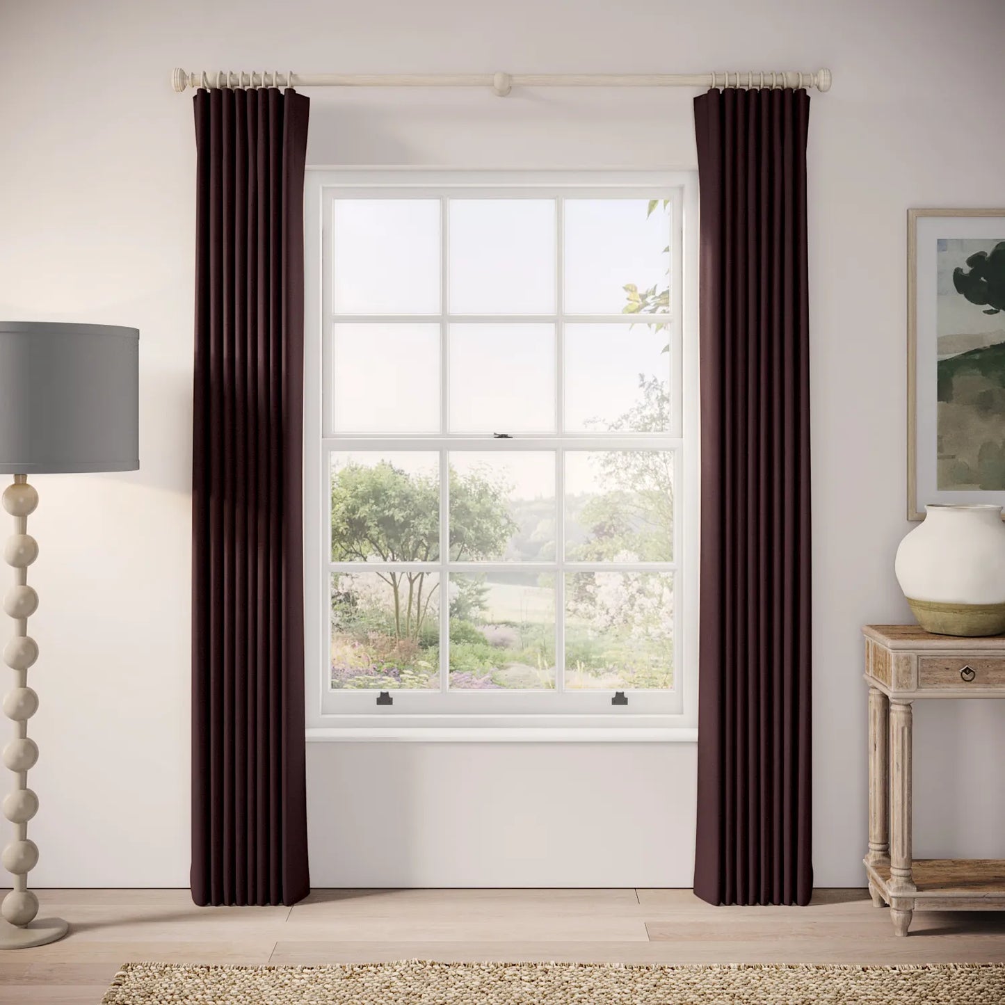 Matchbox Curtains - Pure Linen - Plumble
