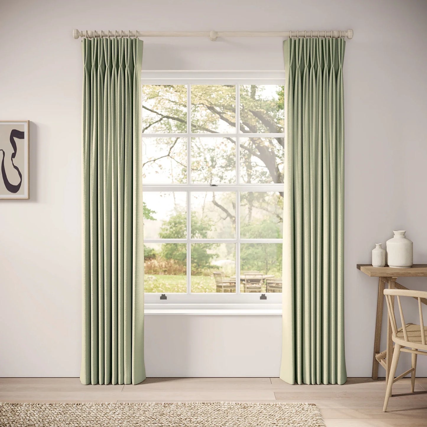 Merlin's Beard Curtains - Linen Blend - Mint Julep