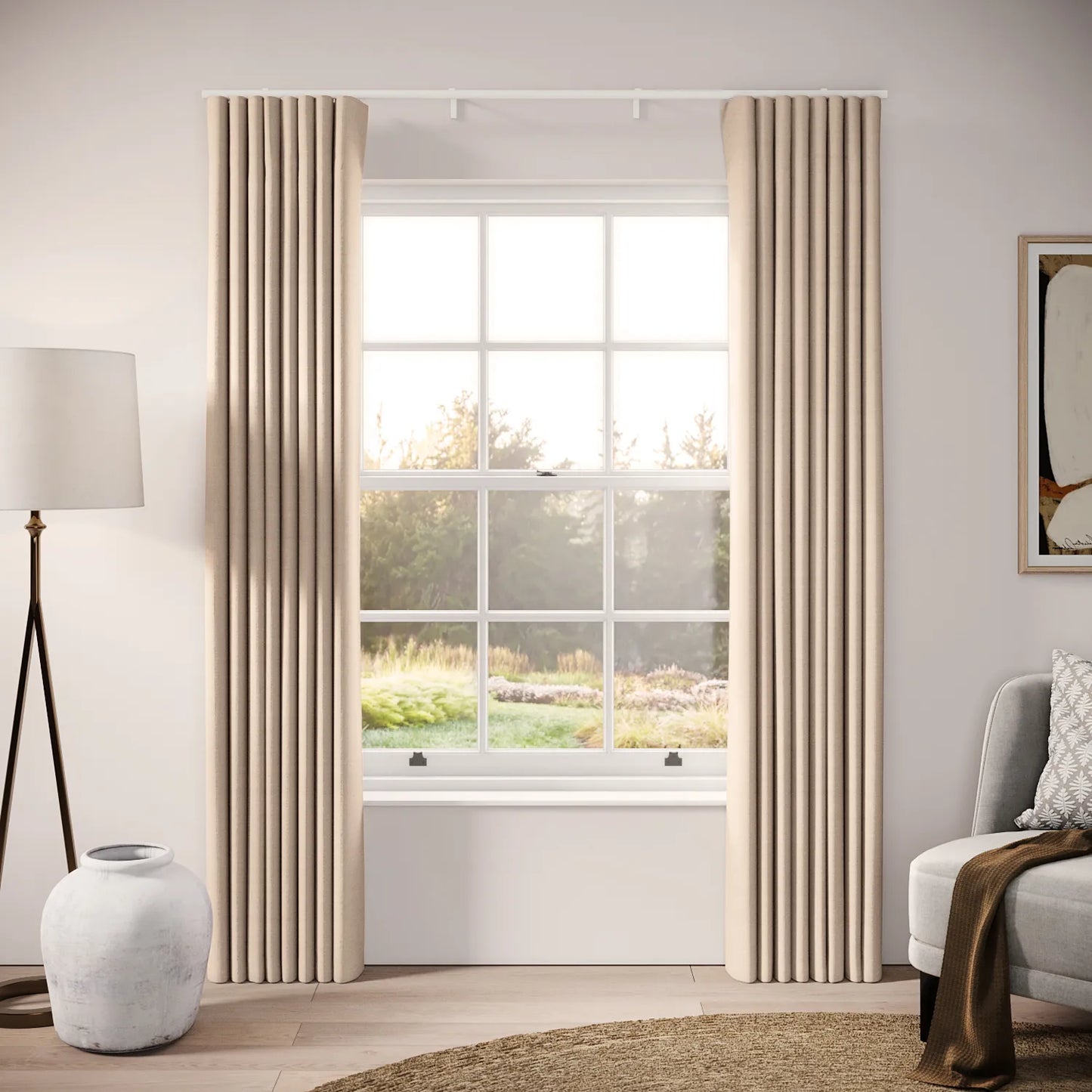Porthcawl Curtains - Pure Linen - Conch