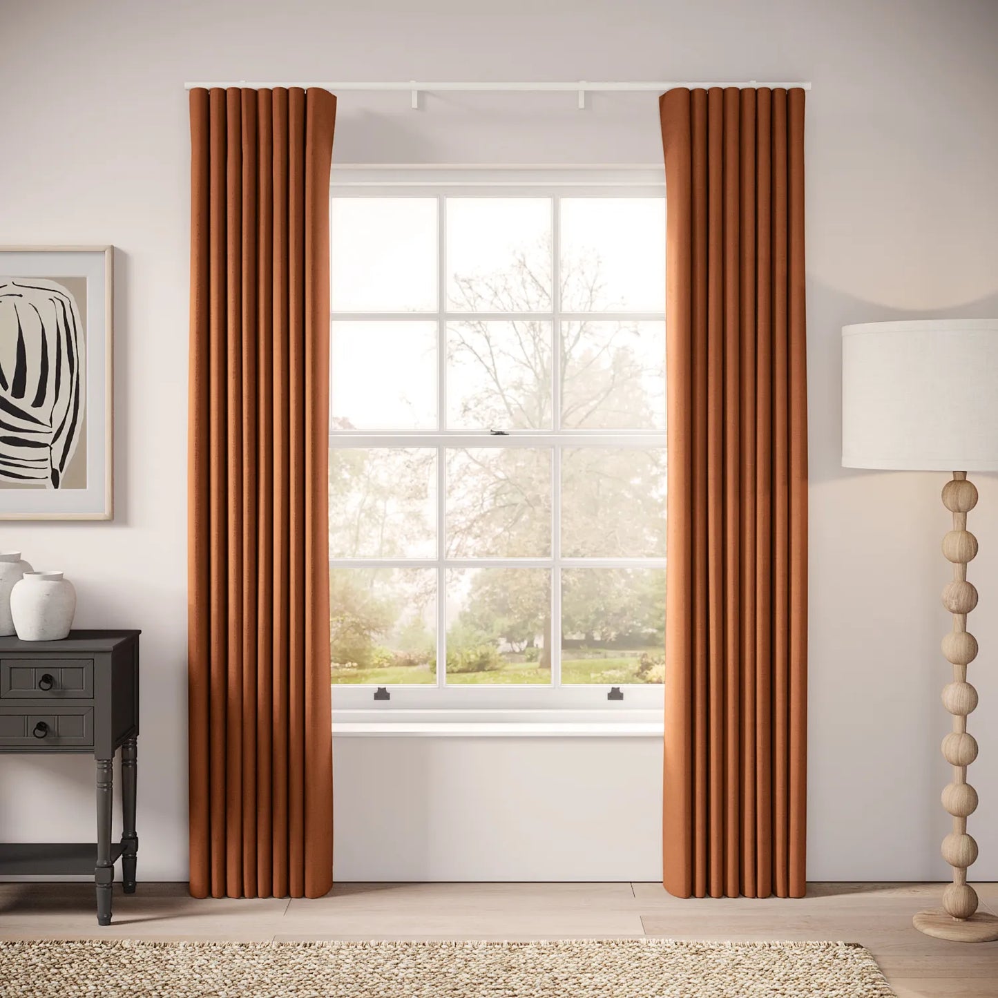 Porthcawl Curtains - Pure Linen - Rusty Bucket