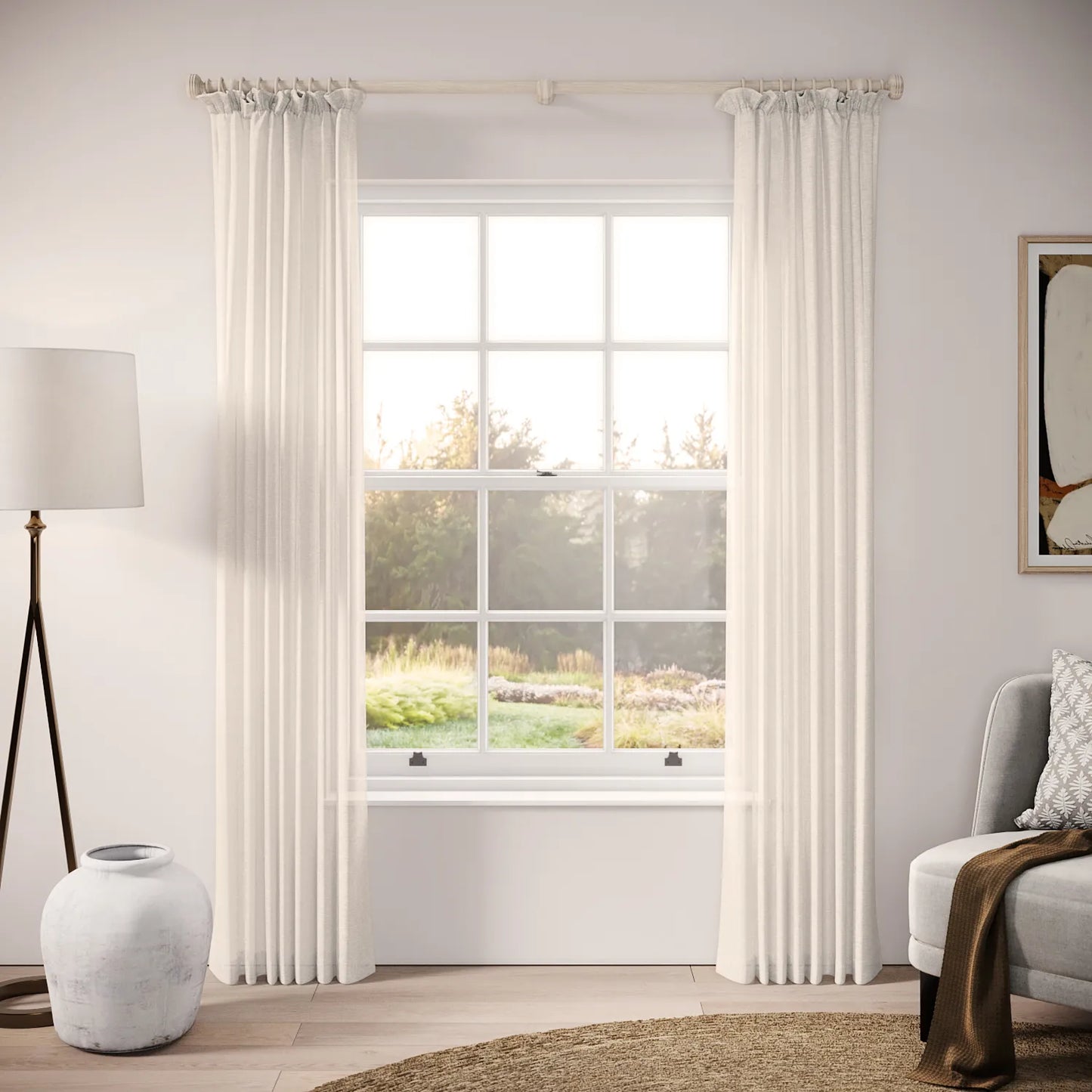 Cwtch Curtains - Slubby Sheer - Lighthouse