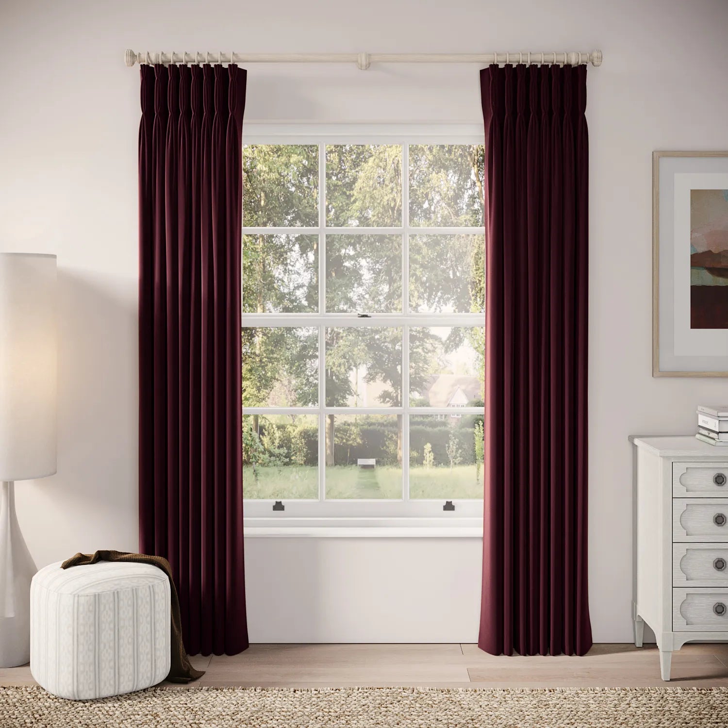 Double Dutch Curtains - Soft Velvet - Tempranillo