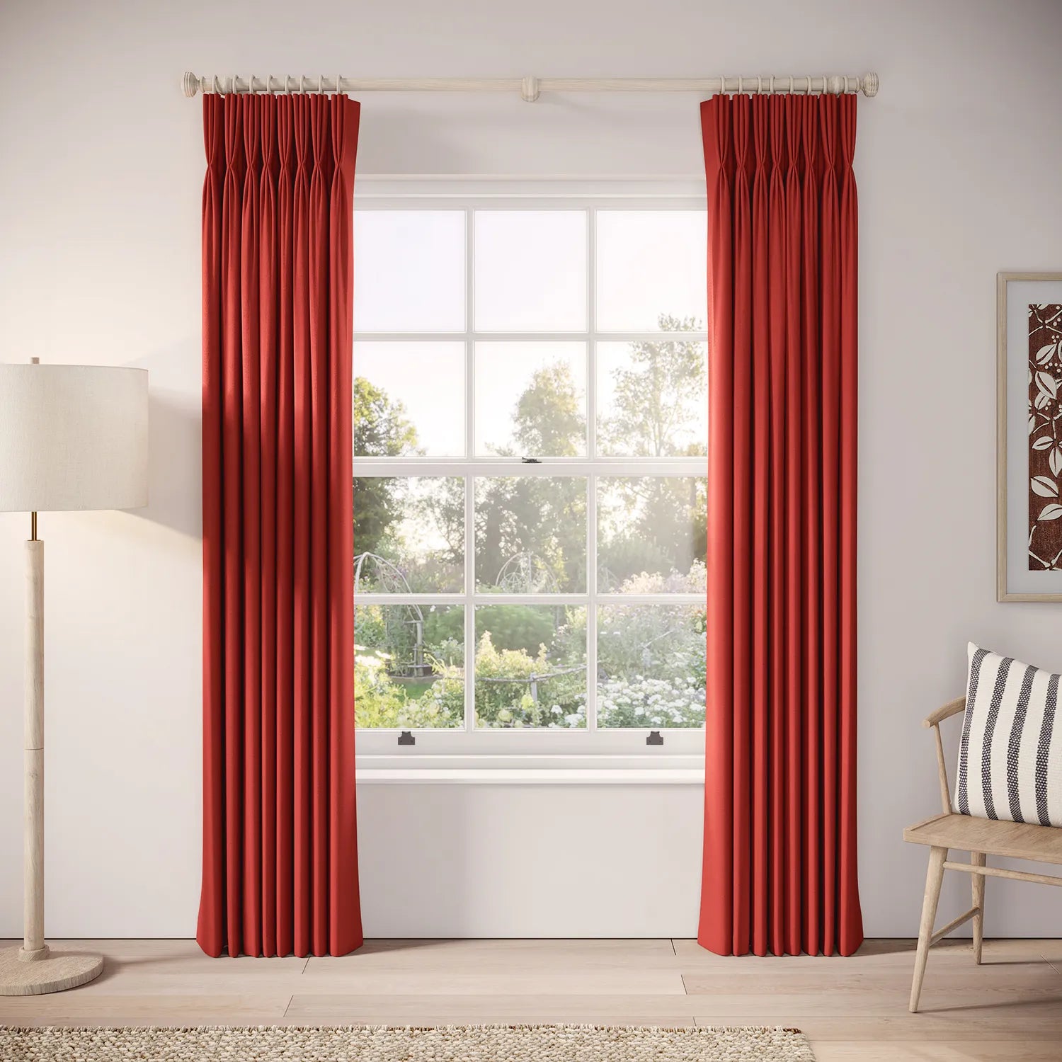 His Nibs Curtains - Linen Blend - Cardinal