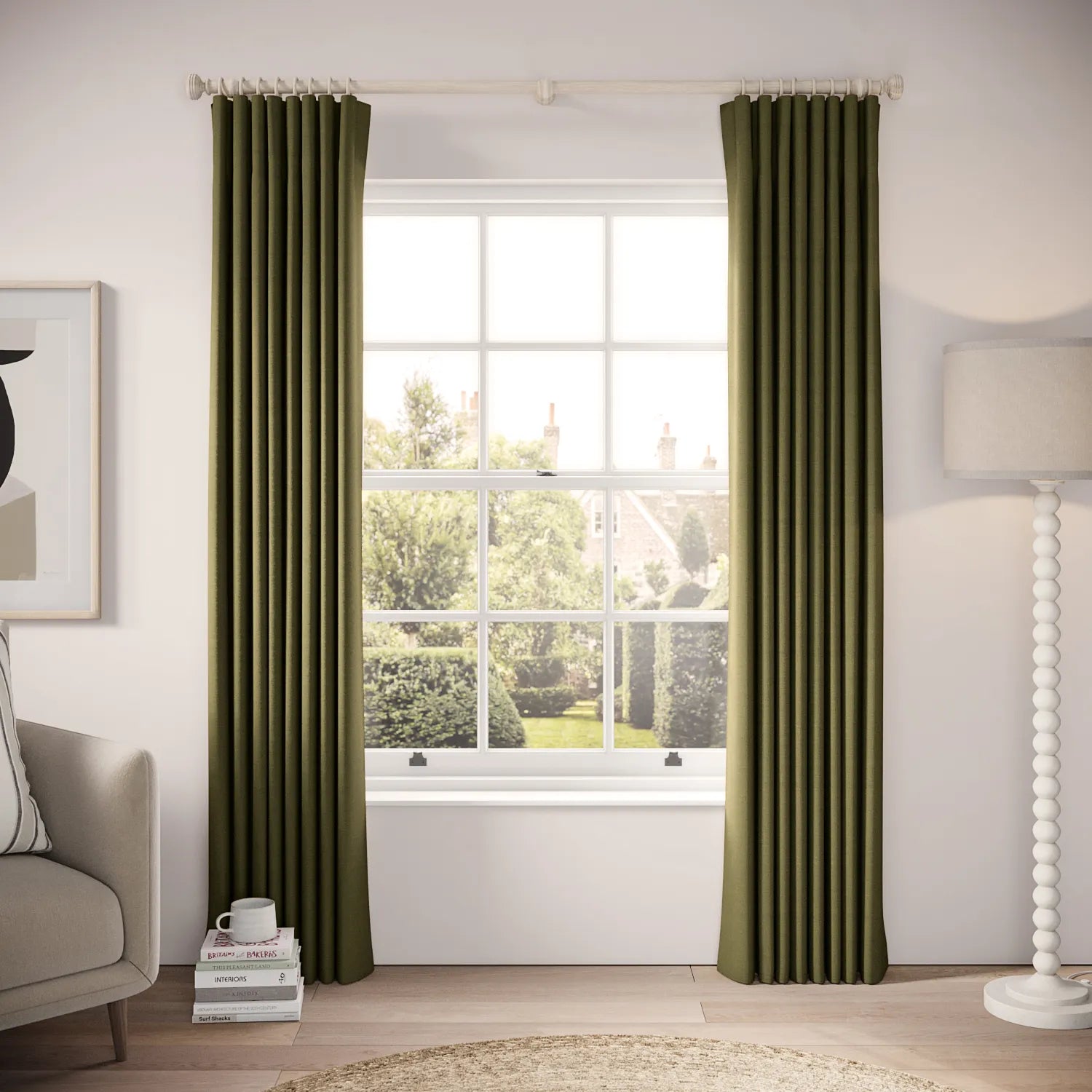 Lazy Sunday Curtains - Pure Linen - Mossify