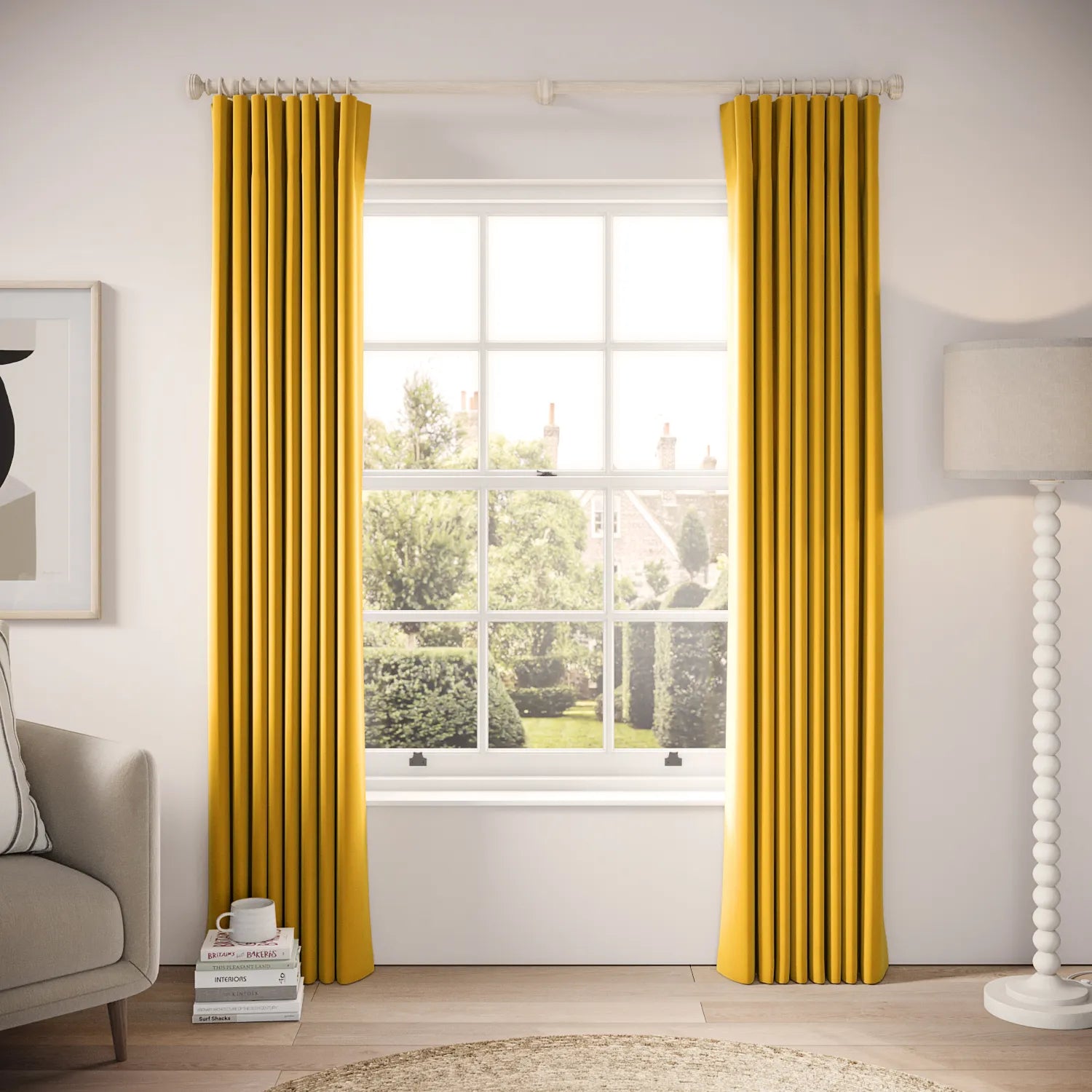 Lazy Sunday Curtains - Soft Velvet - Mustardseed