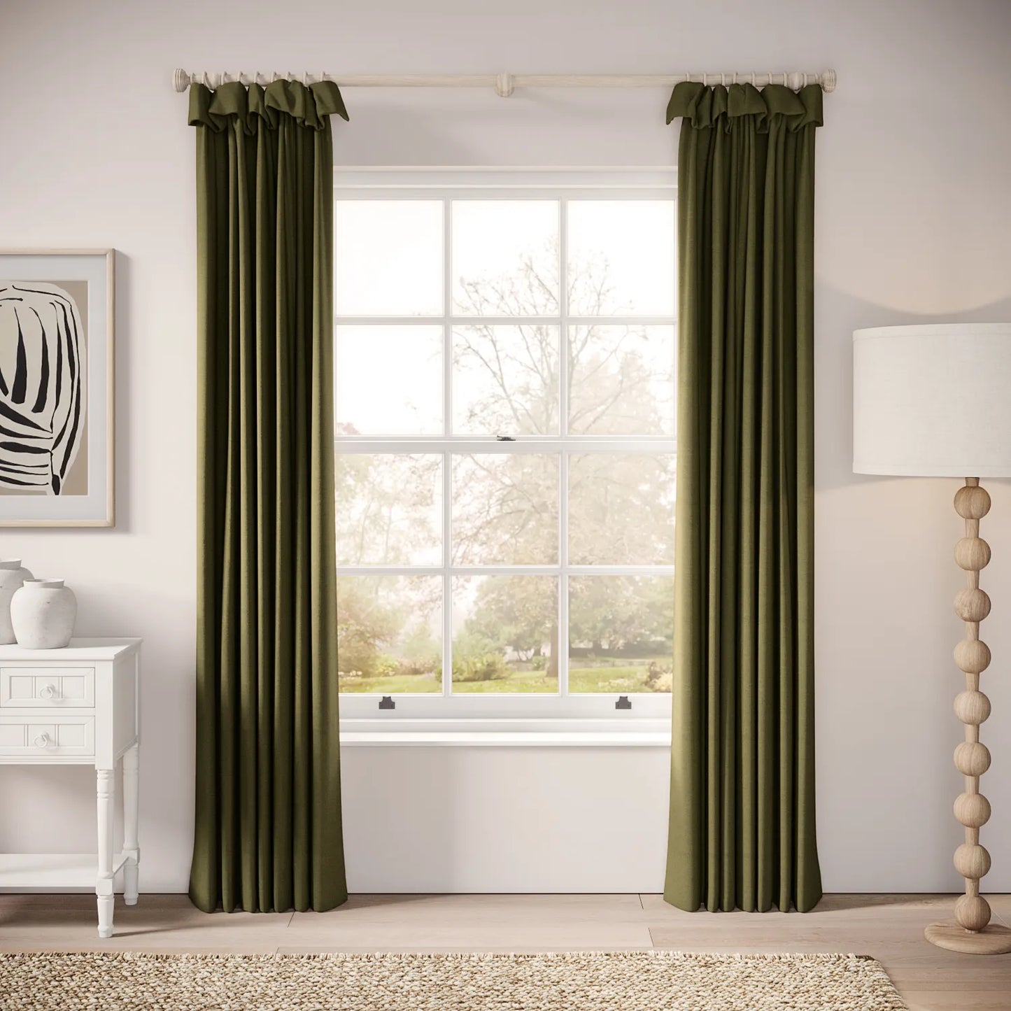 Mrs Twitchit Curtains - Pure Linen - Mossify