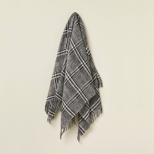 British Wool Throw - Patchwork - Black/White