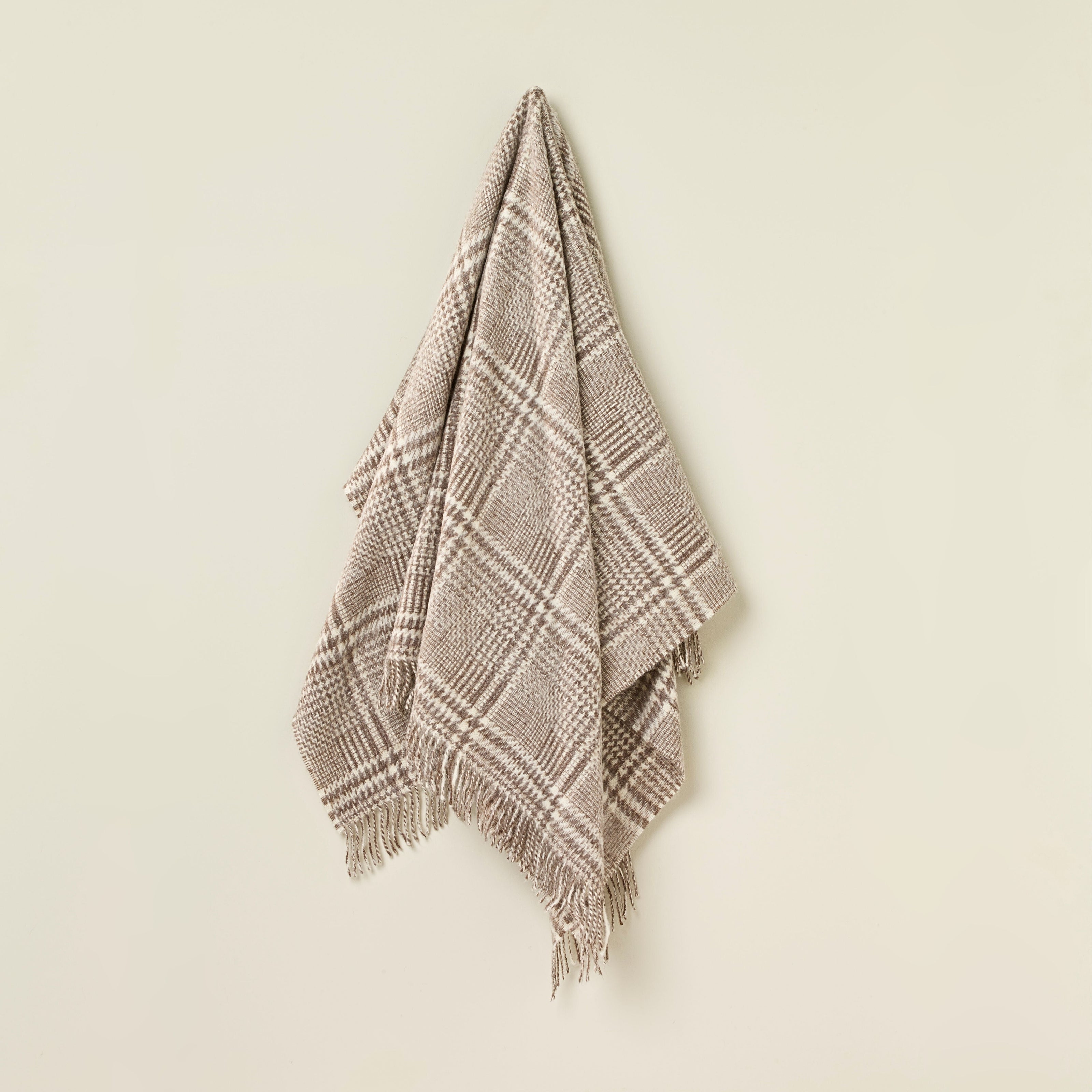 British Wool Throw - Patchwork - Brown/Ecru