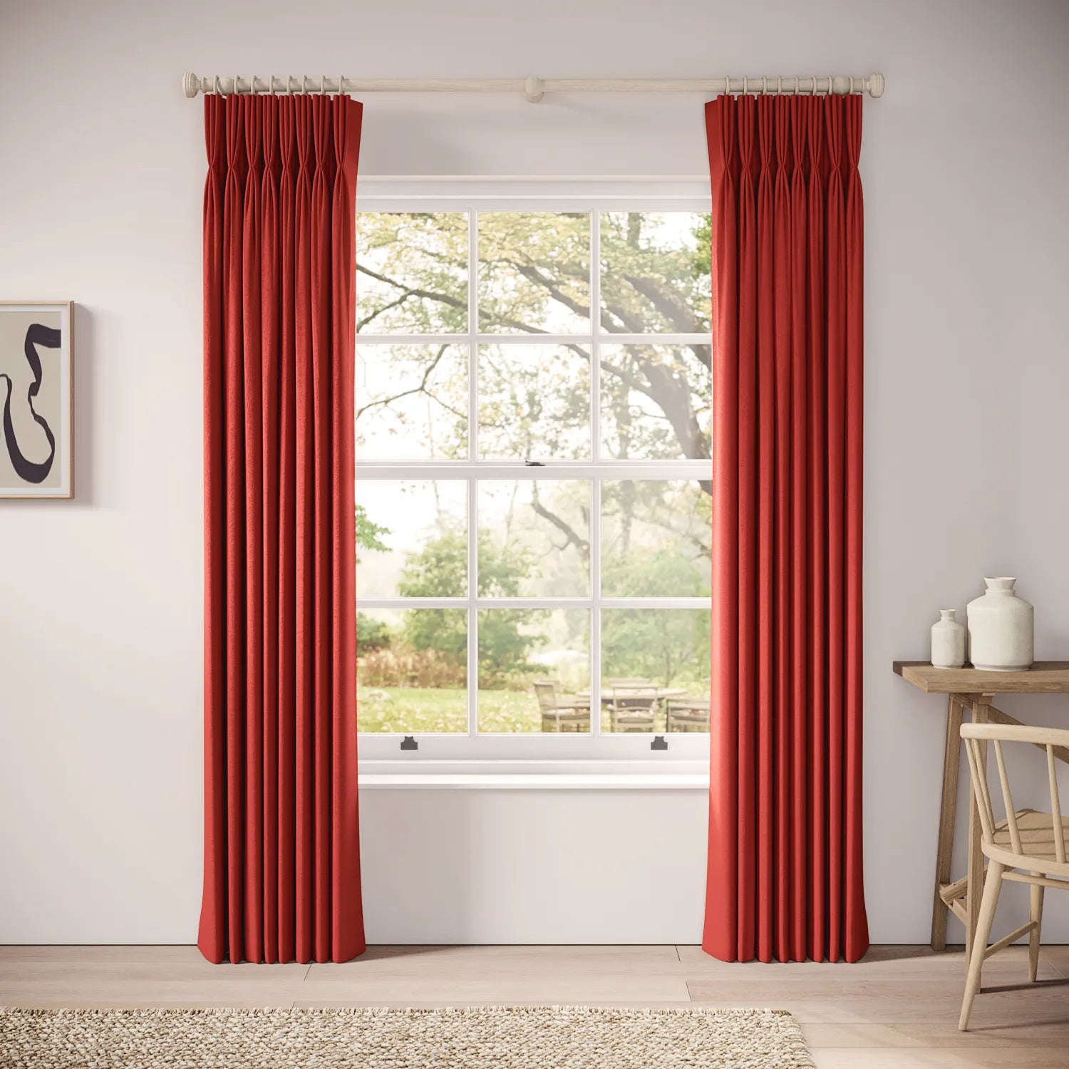 His Nibs Curtains - Linen Blend - Cardinal