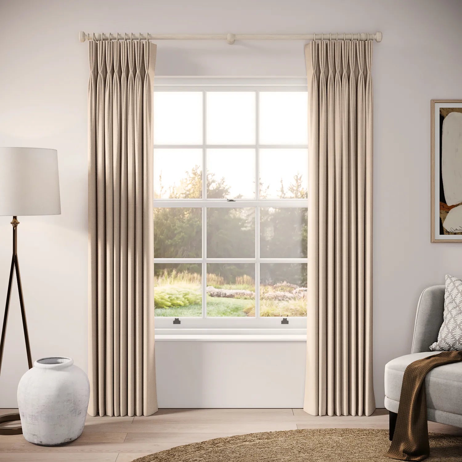 His Nibs Curtains - Pure Linen - Conch