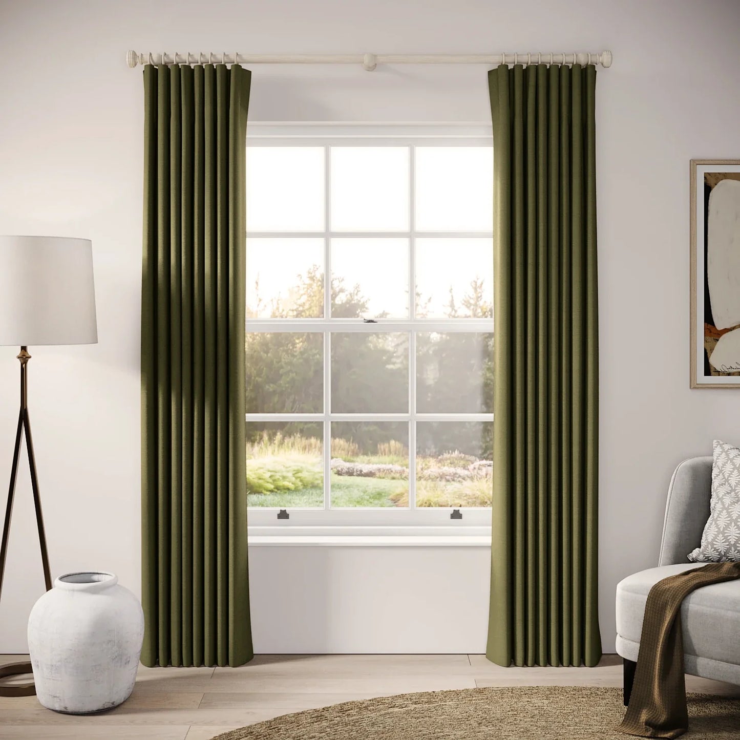 Lazy Sunday Curtains - Pure Linen - Mossify