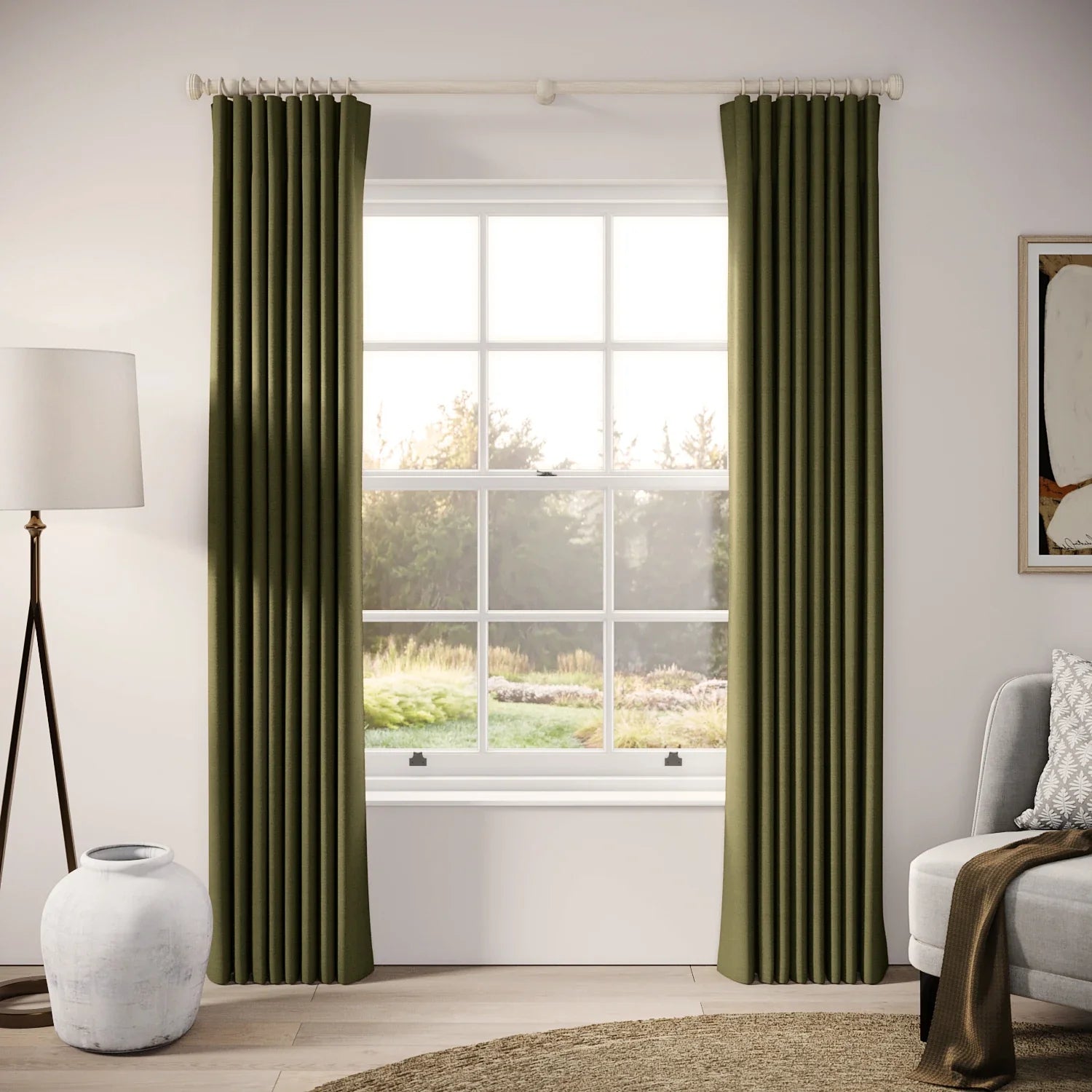 Lazy Sunday Curtains - Pure Linen - Mossify
