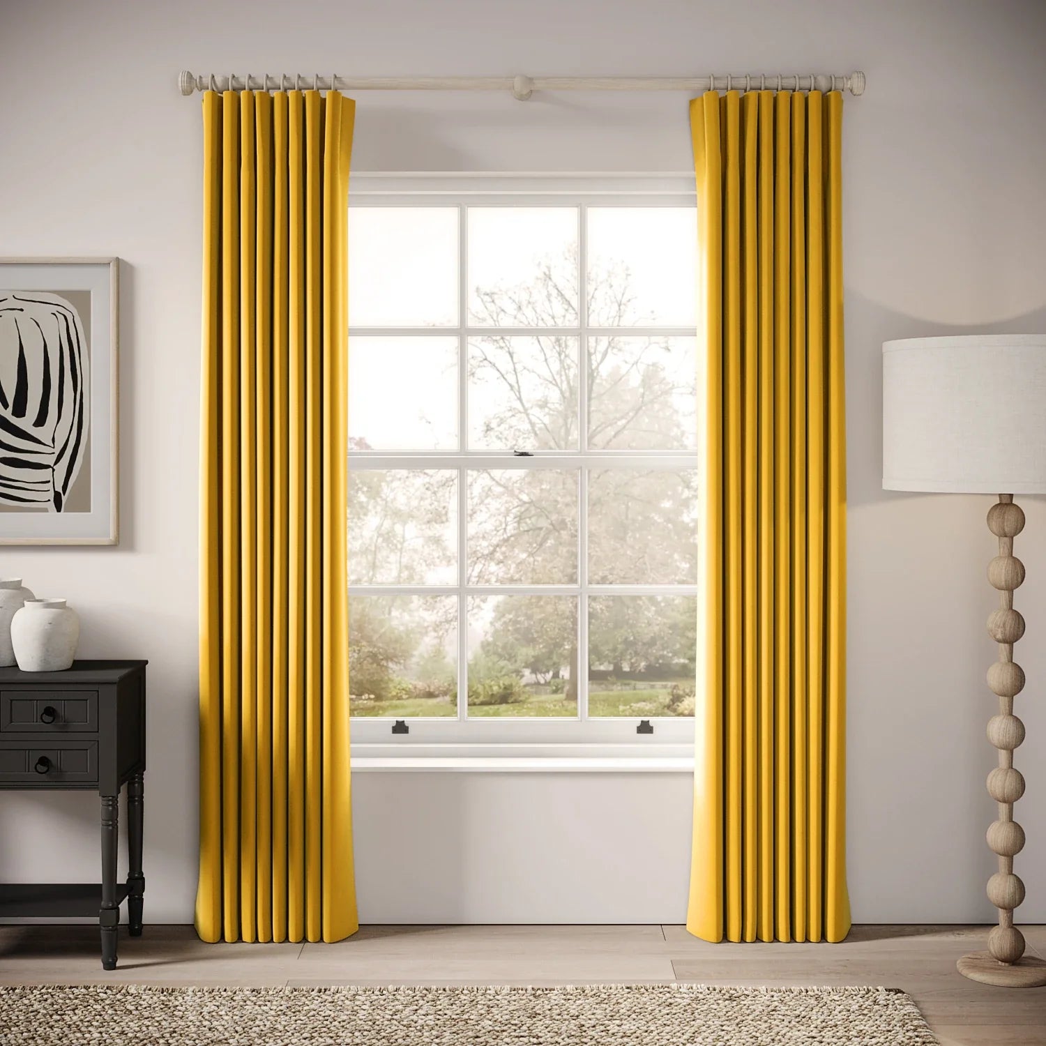 Lazy Sunday Curtains - Soft Velvet - Mustardseed