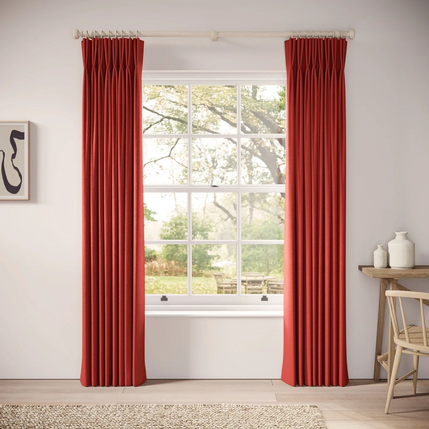 Merlin's Beard Curtains - Linen Blend - Cardinal