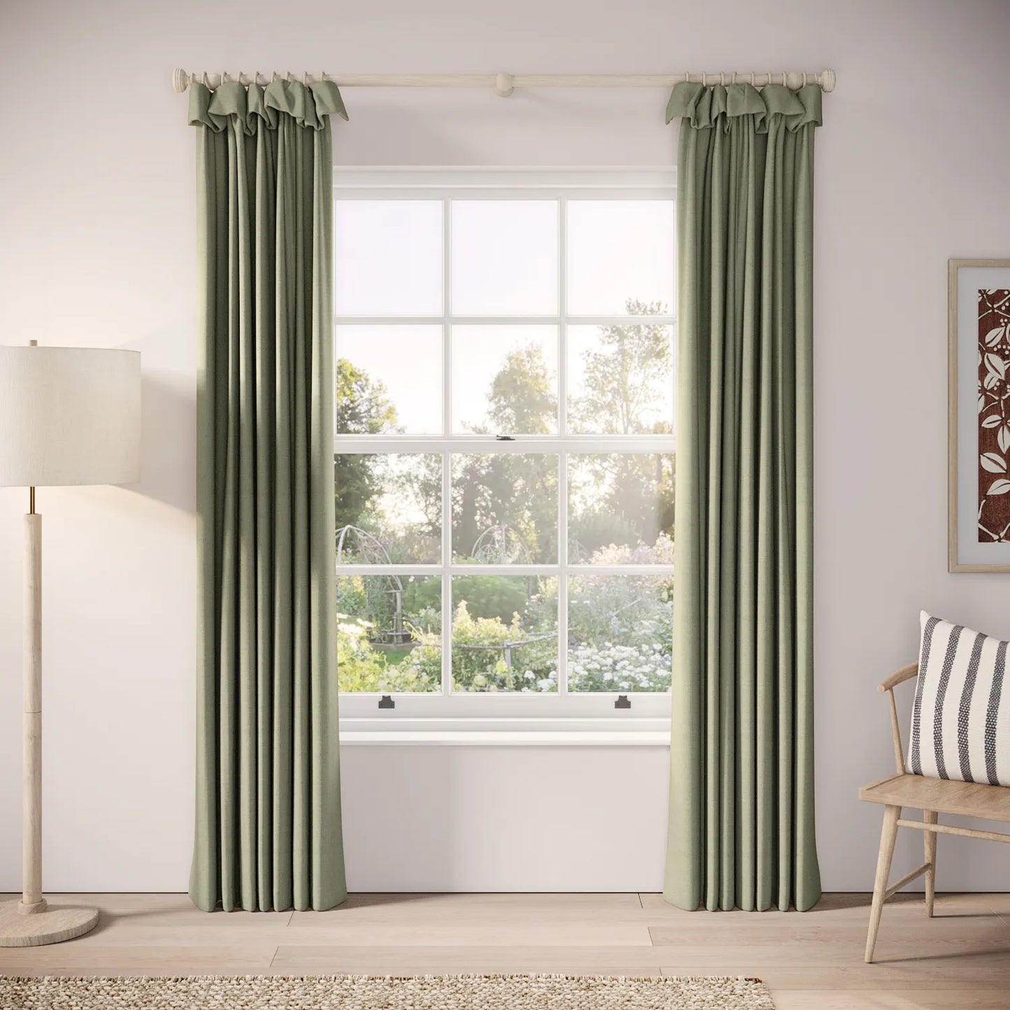Mrs Twitchit Curtains - Pure Linen - Herbal